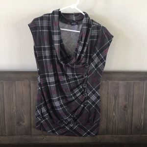 Purple black and gray plaid top